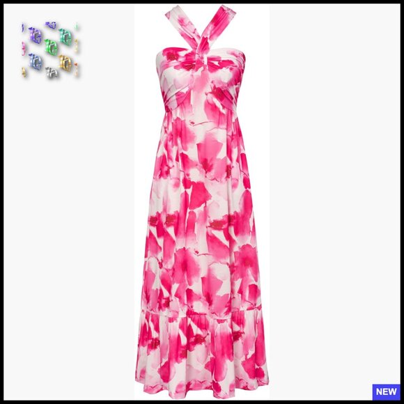 Dresses & Skirts - Floral Maxi Dress Boho Halter Sundress Flowy Ruffle Beach Vacation Wear